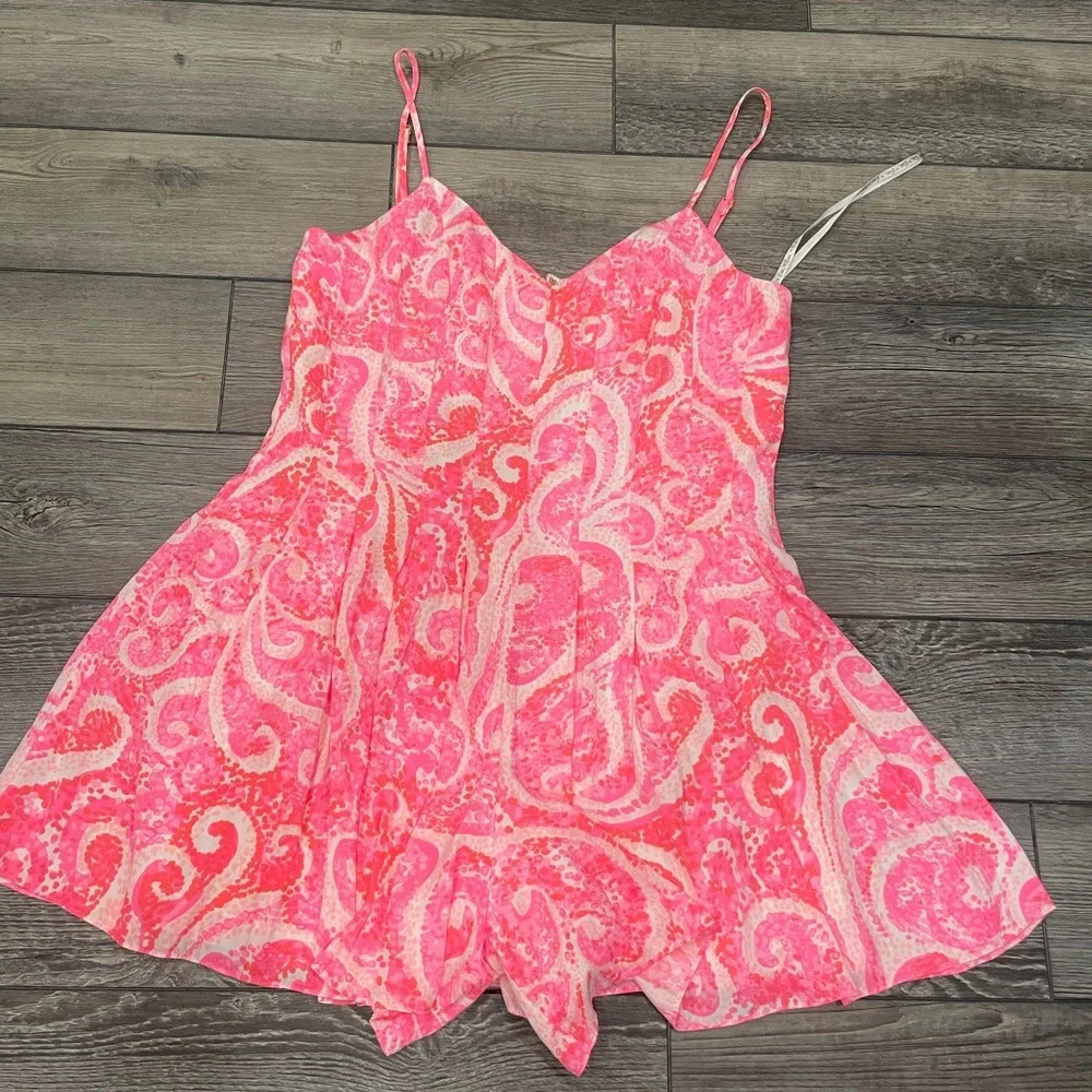 Lilly Pulitzer Womens Kyla Slip Dress Romper Size 0 Pink Pout Paisley - Picture 8 of 14